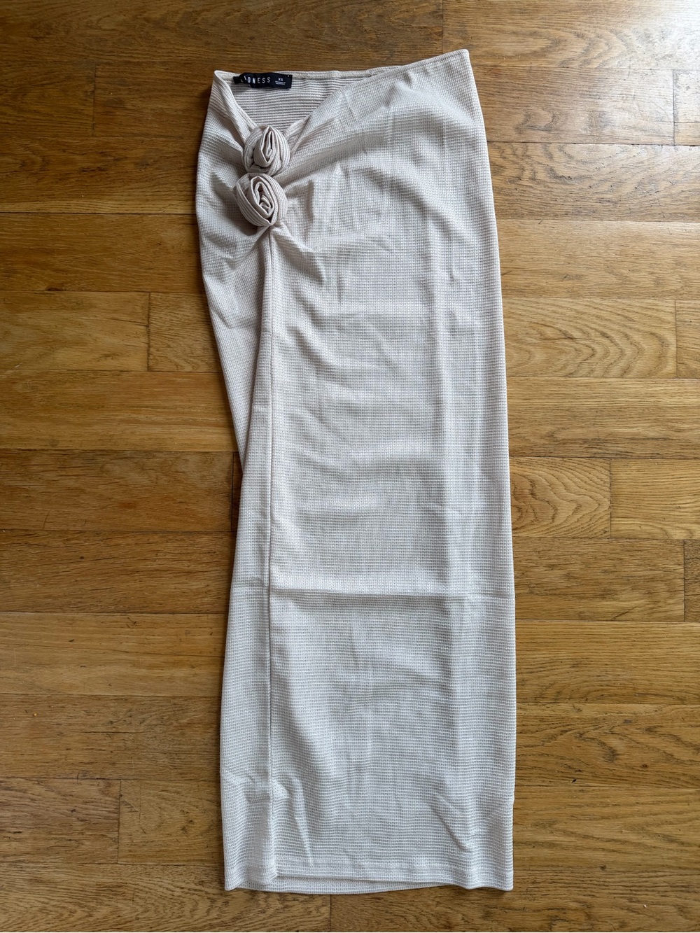Lioness Cream Maxi Swim Coverup Skirt with Rosette Accents